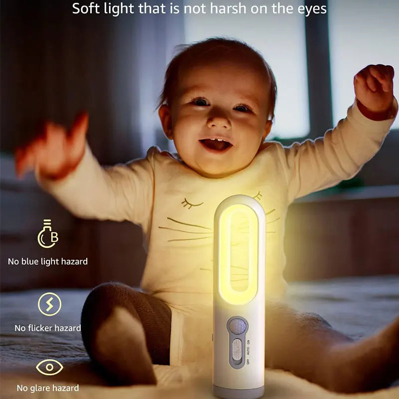 LED Light 2 in 1 Portable Flashlight Motion Sensor Bedroom Bathroom Reading Camping Lighting Baby Feeding Eye Care Bedside Lam