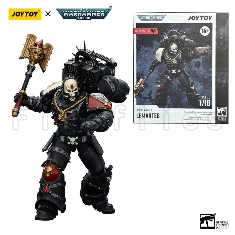 1/18 JOYTOY Action Figure 40K Blood Angels Lemartes With Jump Pack Blood Crozius and Absolver Bolt Pistol Anime Toy