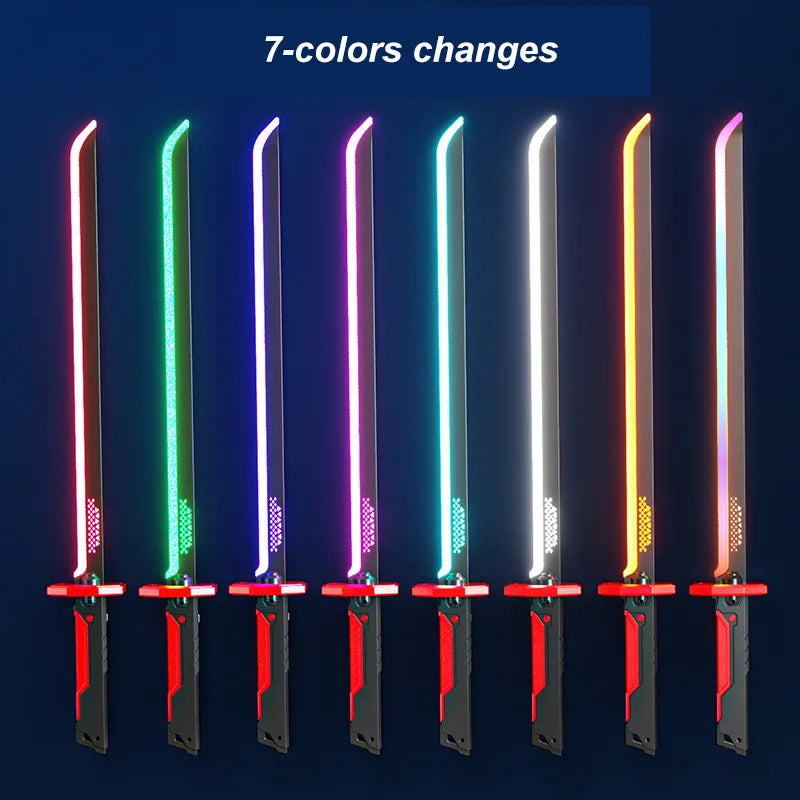 Colorful Streamer Glowing Sword Toys with Spark & Smoke Effect Light Sword Kids Adult Toys Holiday Props Sword Decompression Toy