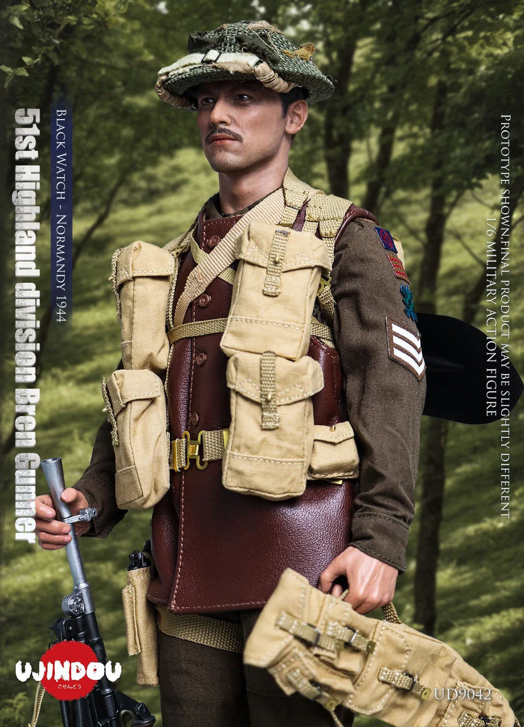UJINDOU UD9042 1/6 WWII 51st Highland division Bren Gunner Action Figure Model