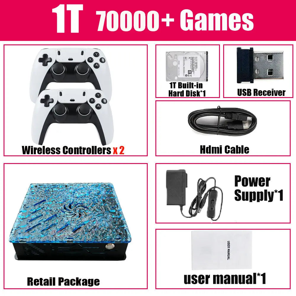 Upgrades X10 Home Game Box 1T 70000+ Spiele unterstützen 60 Emulatoren 4K HD Display Retro-Konsole für N64 PSP GAMECUBE Windows11 