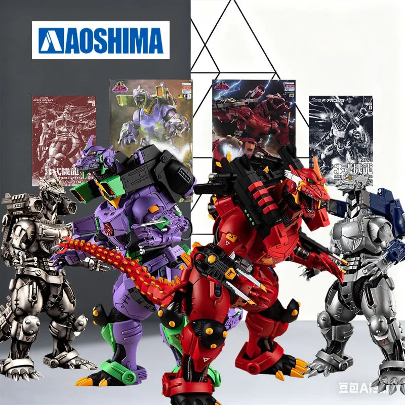 In Stock AOSHIMA Original Model Kit Mechagodzilla EVA Color Matching Anime Movable Figure Assembled Model Toy Model Gift