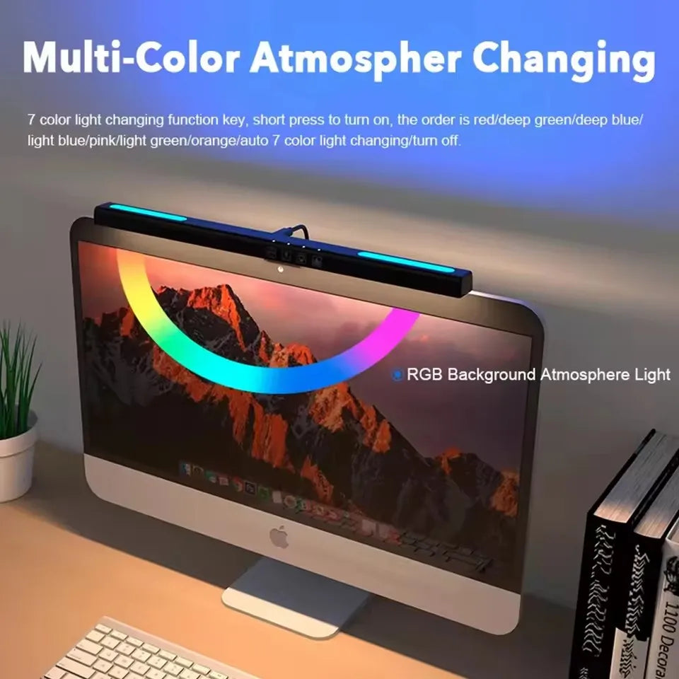 40cm PC Computer Monitor Light Bar Fit for Curved/Flat Monitor Eye-Care USB Reading LED Task Lamp Glare Dimmable for Home Office
