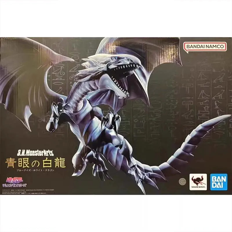 Bandai Authentic Yu Gi Oh Anime Figure SHM Blue-Eyes White Dragon High Poseability Collectibles Action Figures Toys For Boy Gift