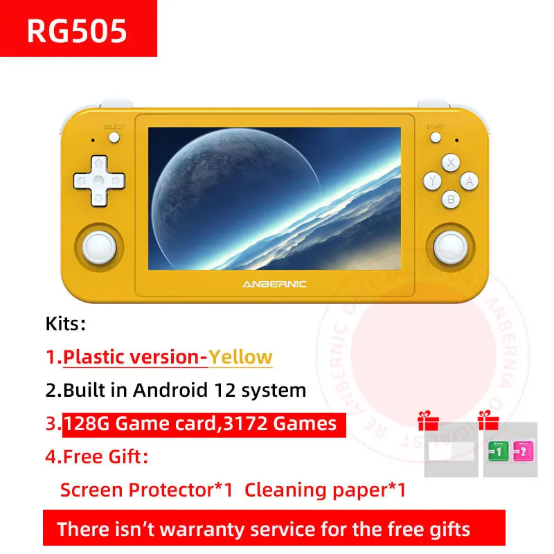 ANBERNIC RG505 Handheld Game Console Android 12 Unisoc Tiger T618 Built-in 128G Pre-Loaded 3172 Games 4.95 Inch OLED Screen