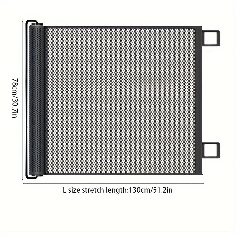 Black Pet Door Without Drilling - Retractable Safety Fence for Indoor Stairs, Dog and Pet Fences, Easy To Install