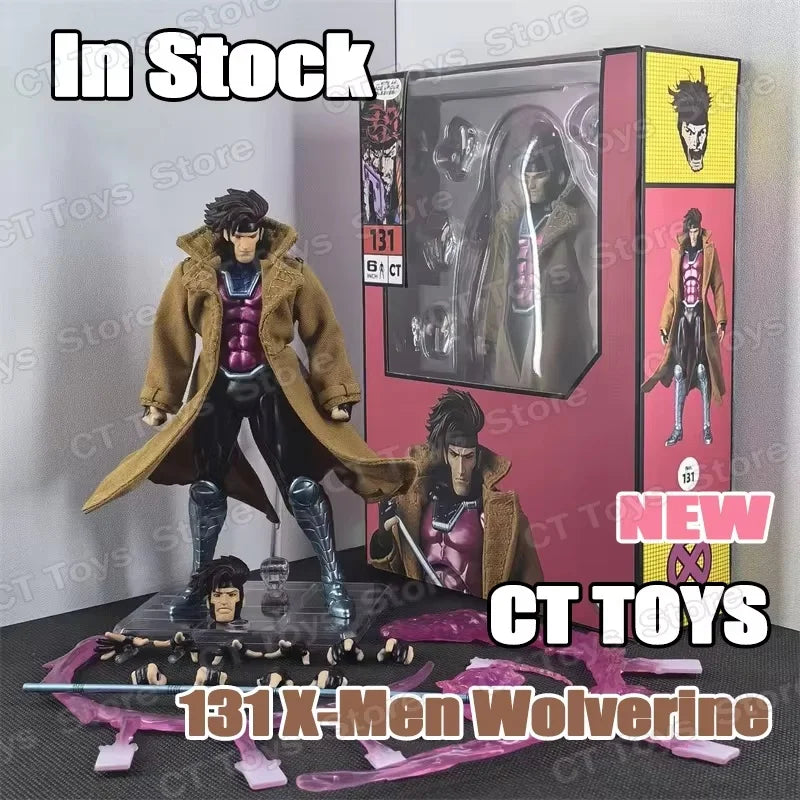 CT Toys Gambit Figure Mafex 131 X-Men Wolverine Shf Anime Action Figure Collectible Model Statue Figurine for Gift
