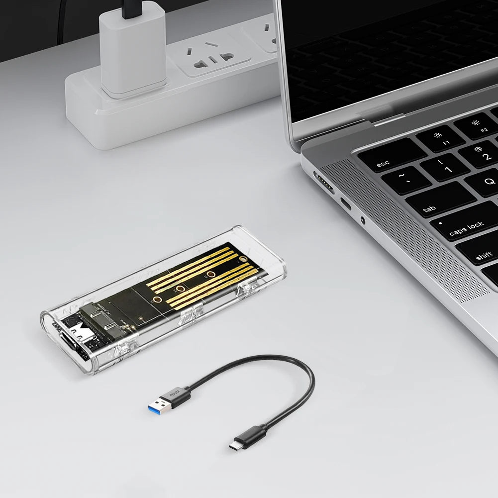 M.2 NGFF SATA Type C USB 3.1 Transparent External SSD Case 10Gbps Hard Disk Case SSD Enclosure for 2230/2242/2260/2280