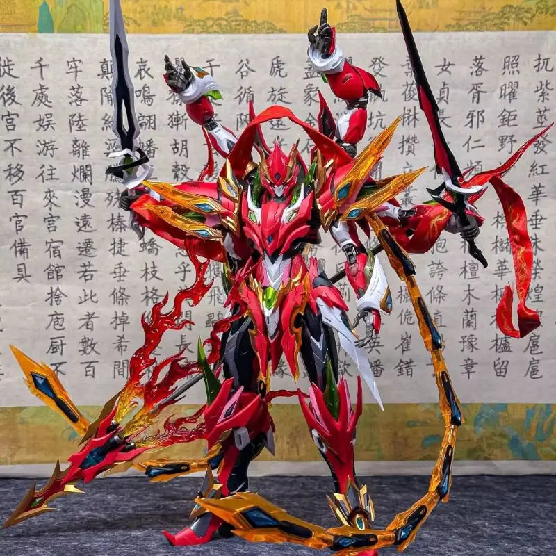 Motor Nuclear Mech Model Nezha Six-Armed Mecha With Lotus Base Alloy Skeleton Assembly Statue Kit Action Figures Toys Boys Gifts