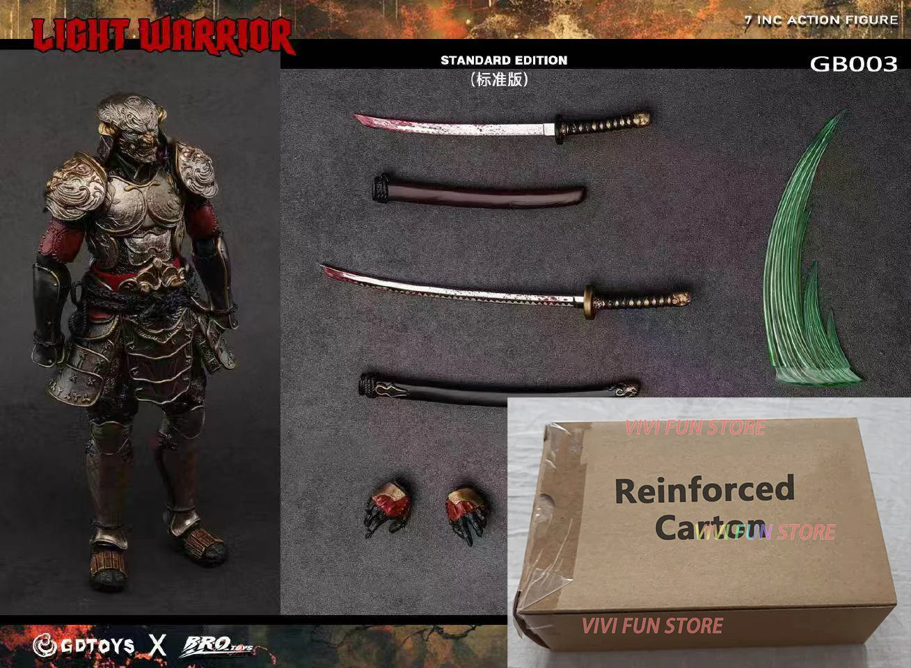 In Stock GDTOYS x BROTOYS GB003 LIGHT WARRIOR YOSHIMITSU Tekken Movable Model Toys 17cm