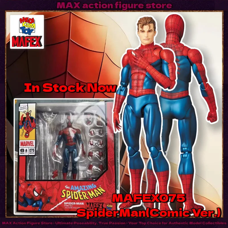In  Stock 100% Original Reissue Medicom Toys Mafex 075 Spiderman Comic Version No.075 Action Figure Model Collection Gift