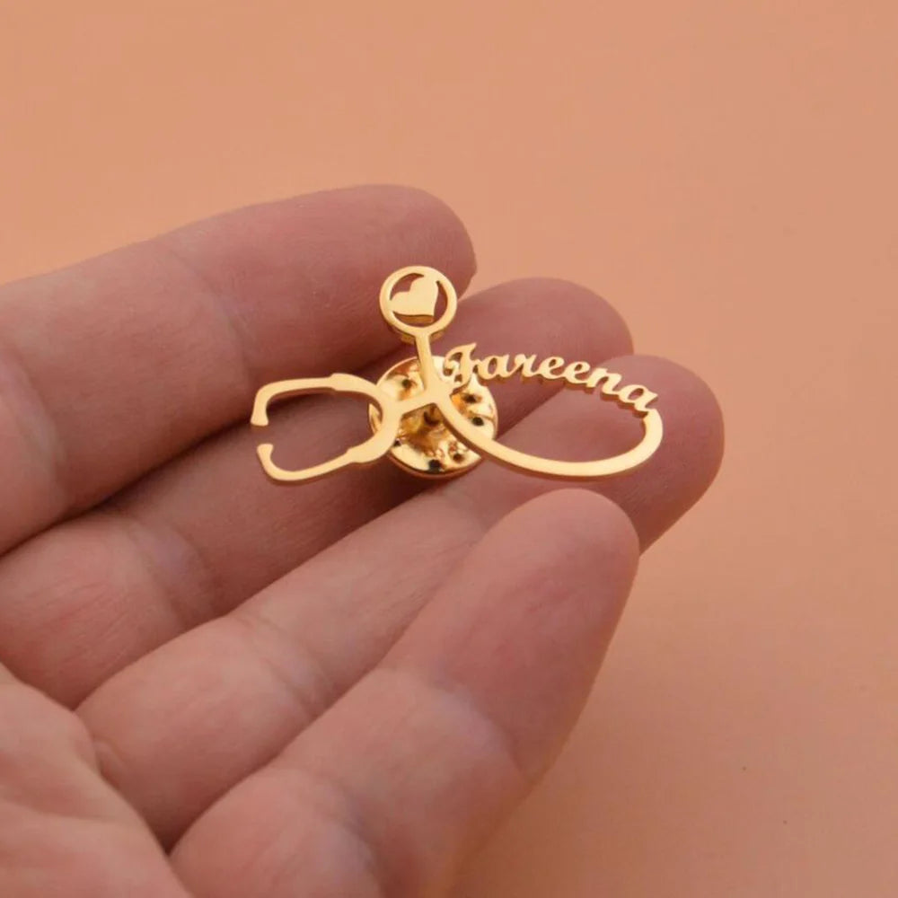 Custom Name Brooch with Stethoscope,Name Pin,Birthday Gift,Personalized Gifts For Best Friend