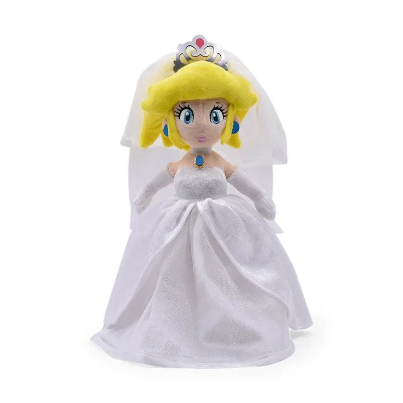 Super Marios Bros Toys Anime Figure Bowser Peach Princess Wedding Dress Cute Cartoon Kids Toys
