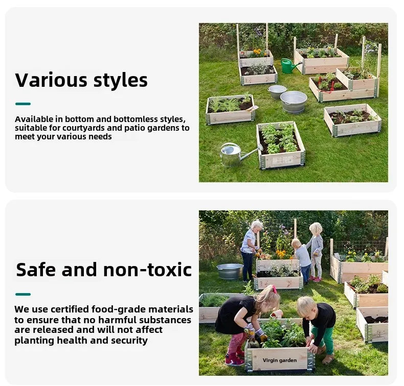 Garden Original Wooden Planting Boxes Framed Beds Vegetable Planting Planters Outdoor Patio Wooden Enclosures