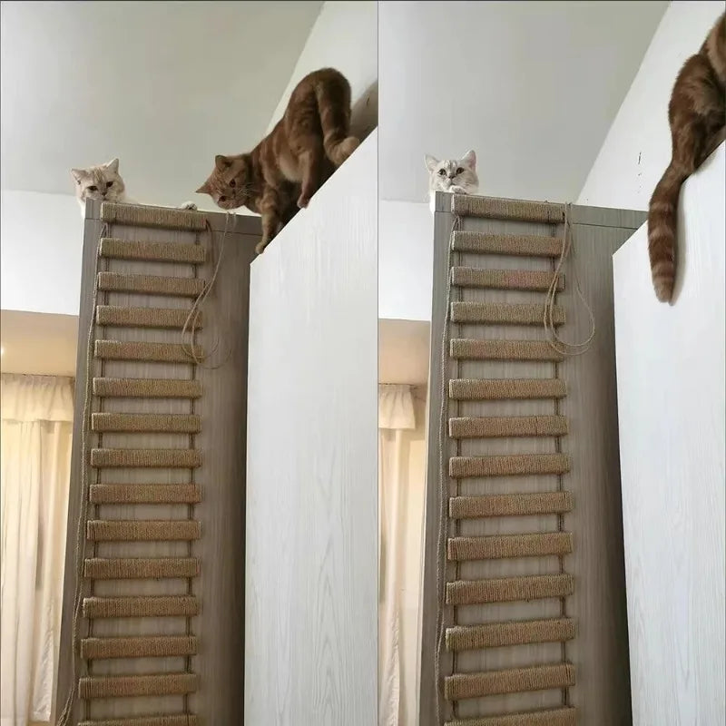 Cat Climbing Ladder Bridge for Cats Cage Sisal Wooden Rope Ladder Pet Furniture Kitten Climber Scratching Post Kitten Toys Tree