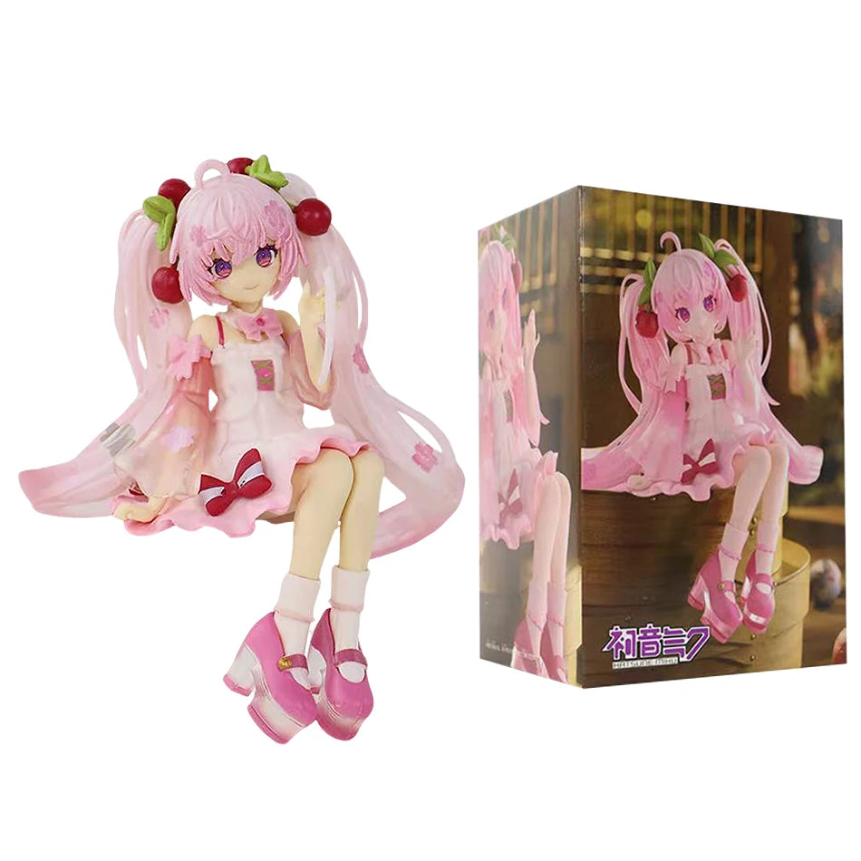 2026 14cm Hatsune Miku Vocalod Noodles Stopper Cherry Blossom Sakura Action Figure Doll Model Toy Home Kawaii Miku Birthday Gift