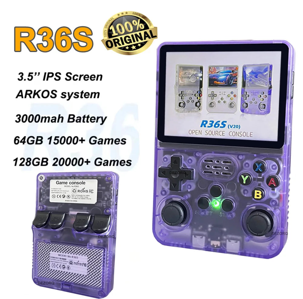 Original Arkos R36S Console Retro Portable Handheld Game Console 3.5-Inch Screen Mini Portatil Video Player 15000+ Retro Games