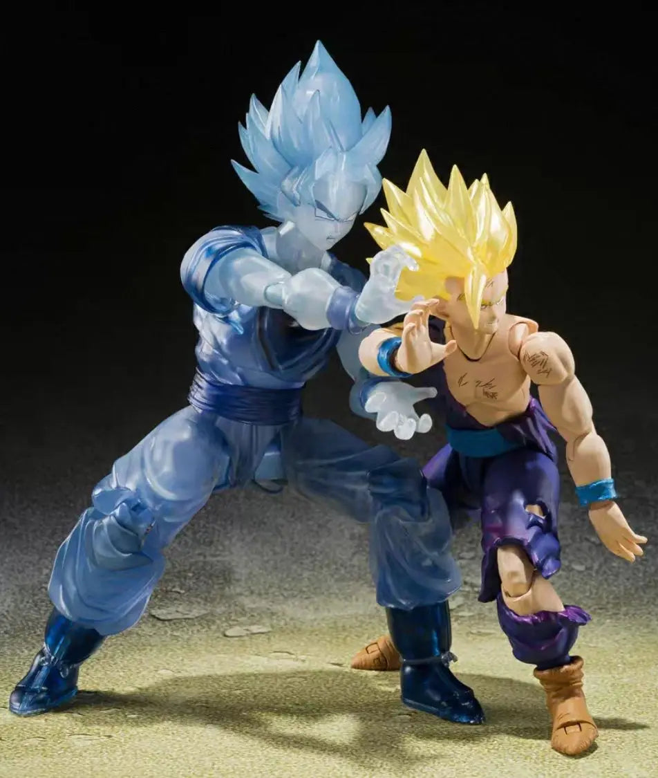 Stock Bandai SHF Dragon Ball Super Saiyan 2 Battle-Damaged Goku & Gohan Father-Son Kamehameha 1/12 Figure Model Collectible Gift