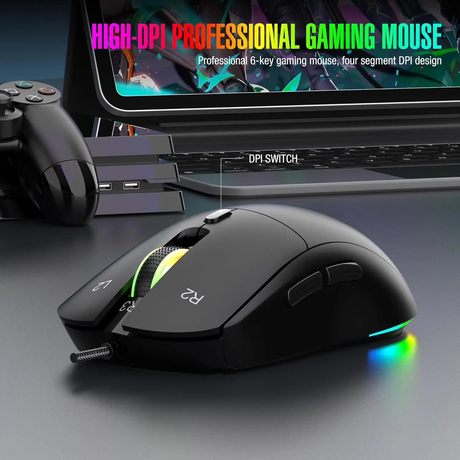 Keyboard and Mouse Converter Set for PS4 | 21-Key Mechanical Gaming Keyboard + Gaming Mouse | 1:1 PC Experience for FPS Games