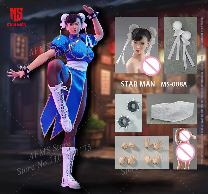 In stock STAR MAN MS-008 1/6 Women Soldier Chun-Li Classic Fighter Girl Fighting Girl 12Inch Full Set Action Figure Body Dolls