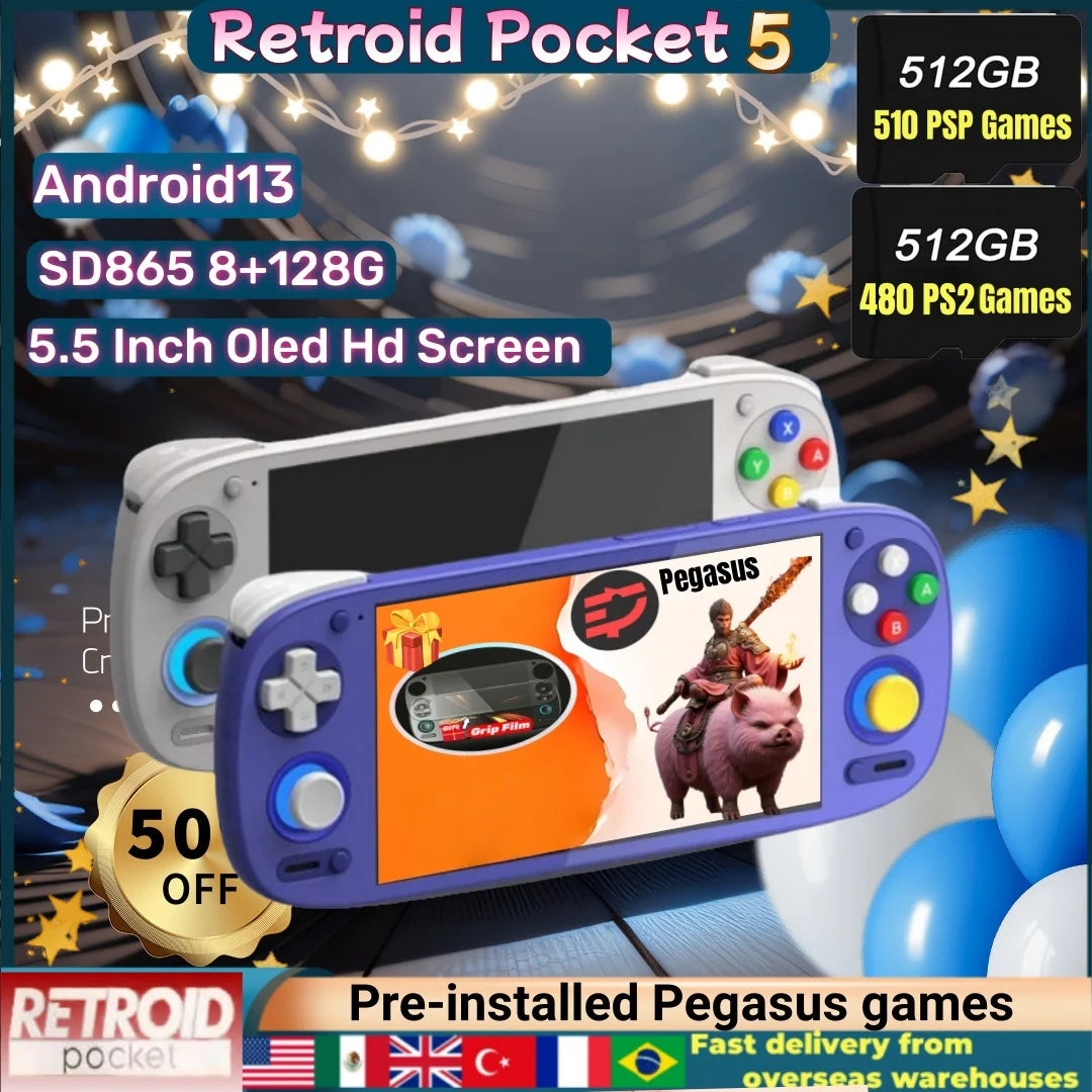 Retroid Pocket 5 RP5 Handheld Game Console 5.5'' AMOLED Screen Android ...