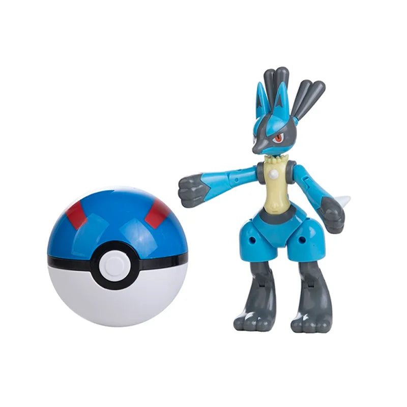 18 Styles Pokemon Anime Deformation Figures Pikachu Eevee Mewtwo Greninja  Pokeball Figure Pet Action Model Toys Childrens Gifts