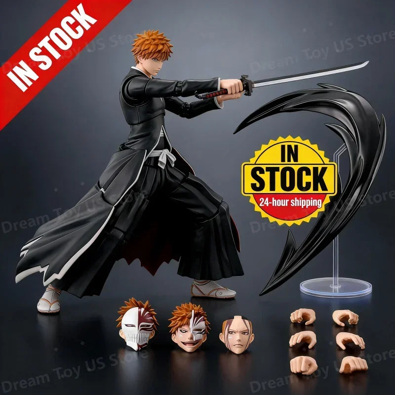 NEW HOT IN stock BLEACH SHFiguart SHF Kurosaki Ichigo Getsugatensho PVC Action Figure Model Collection Doll Toys