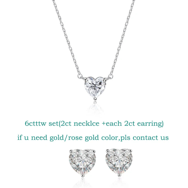 Smyoue 1CT 2CT 3CT Herzschliff zertifizierte Moissanit-Halskette für Damen, 18 Karat vergoldeter Schmuck, Sterlingsilber S925, Anhängerkette