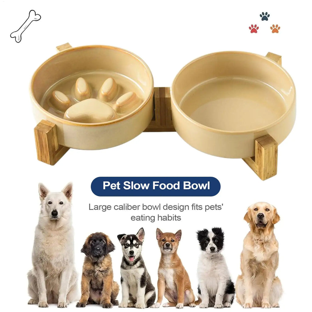 Hundenapf mit langsamer Fütterung, Keramik, rutschfest, niedliche Pfotennäpfe mit Ständer, Haustierbedarf für Katzenfütterung, Wasserversorgung, Heimhof