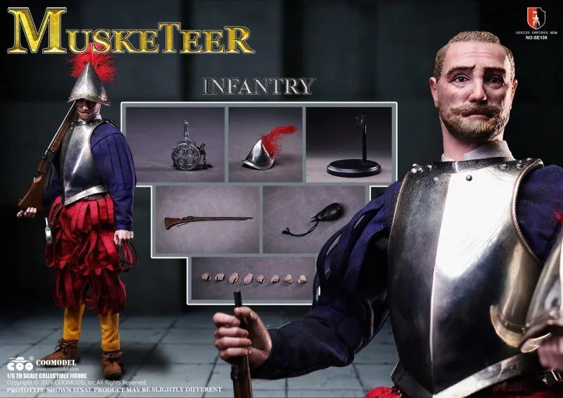 In Stock COOMODEL SE138 SE139 1/6 Male Spanish Soldier Warrior Musket Infantry Full Set Delicate 12in Action Figure Model