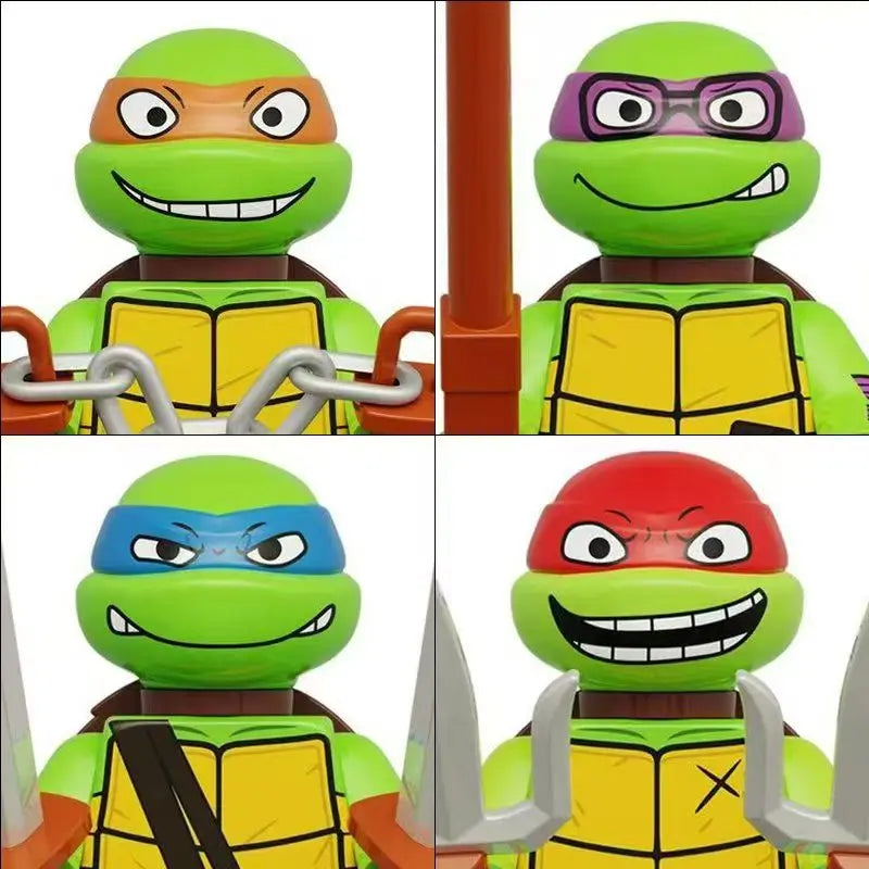 4PCS 8PCS Turtle Movie Ninja Mini Action Figures Bricks Leo Raph Doll Assemble Building Blocks Ornament Puzzle Cartoon Toy Gifts