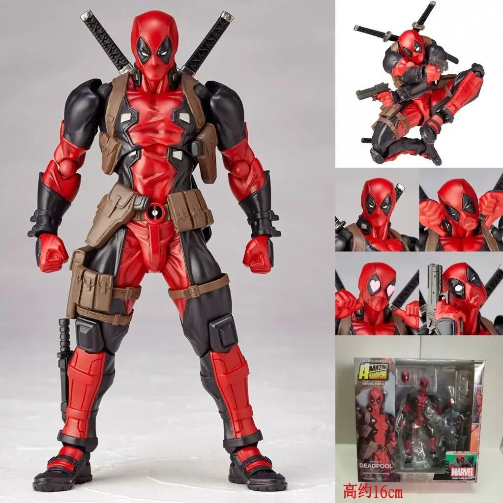 Bandai Super Hero Amazing Yamaguchi Deadpool Action Figure Toys Dead Pool Movable Statues Model Doll Collectible Ornaments Toy