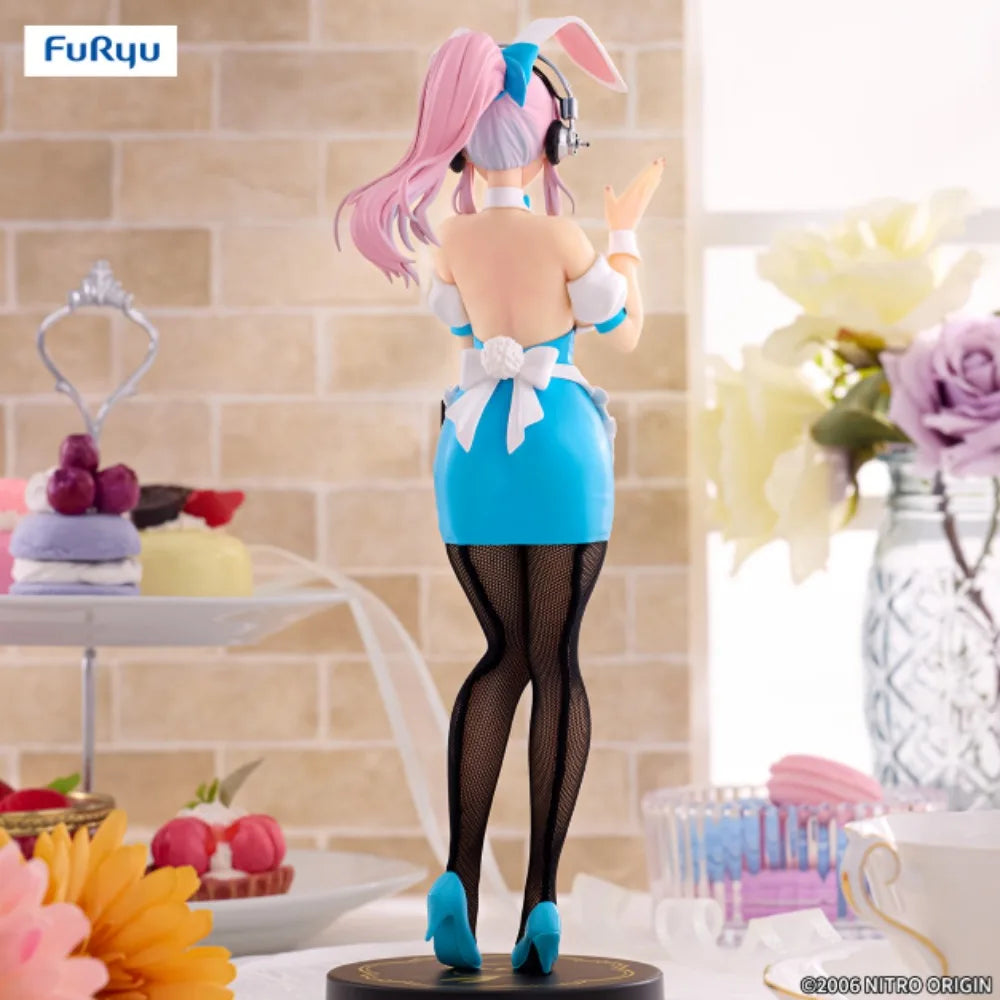 In Stock FuRyu Original Genuine Super Sonico BiCute Bunnies Figure Waitress Light Blue Ver. 28cm Sexy Model Toy Figure Xmas Gift