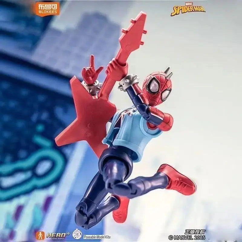 BLOKEES Spider-Verse Spiderman Action Figure Galaxy Version 6 Punk Spider Man Anime Figure Collection Model Ornament Toys Gift