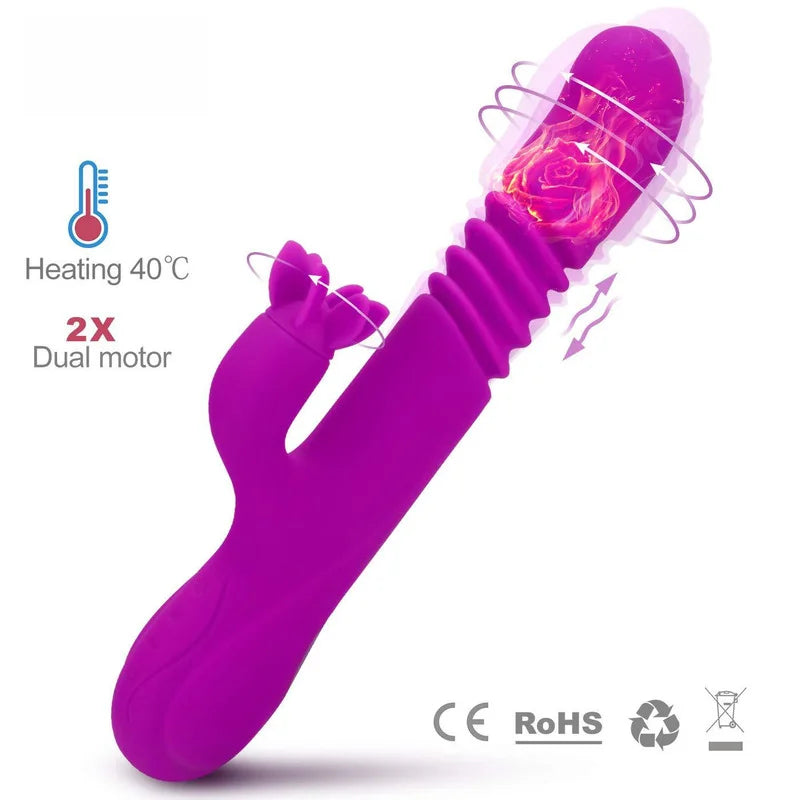 Stoßender Dildovibrator, automatischer G-Punkt-Vibrator mit Saugnapf, Sexspielzeug für Frauen, freihändiger Sexspaß, Analvibrator für den Orgasmus