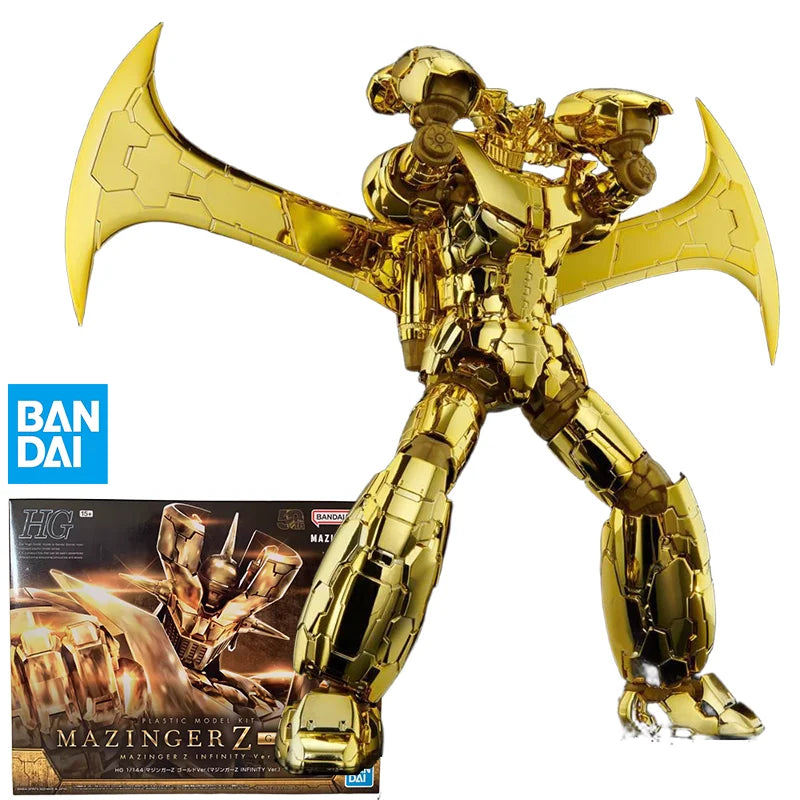 Bandai Genuine HG 1/144 MAZINGER Z GOLD Ver. INFINITY Ver Anime Action Figure Robot Collectible Assembly Model Toy Gift Children
