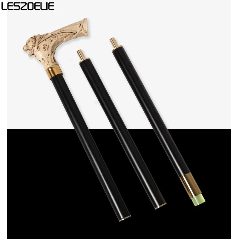 96 cm Tigerkopf mit luxuriösem Mustergriff, schwarzer Stock, Herren, deutscher Buchenholz-Gehstock, Damen, modische dekorative Stöcke