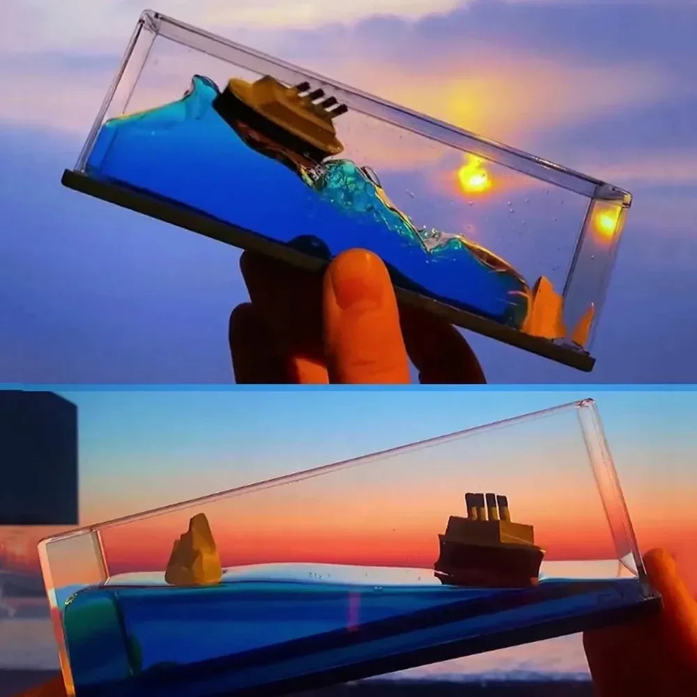 One Piece 3d Ship Fluid Drift Bottle Thousand Sunny Ship Going Merry Boat One Piece Floating Boat Ornament Decompression Gift