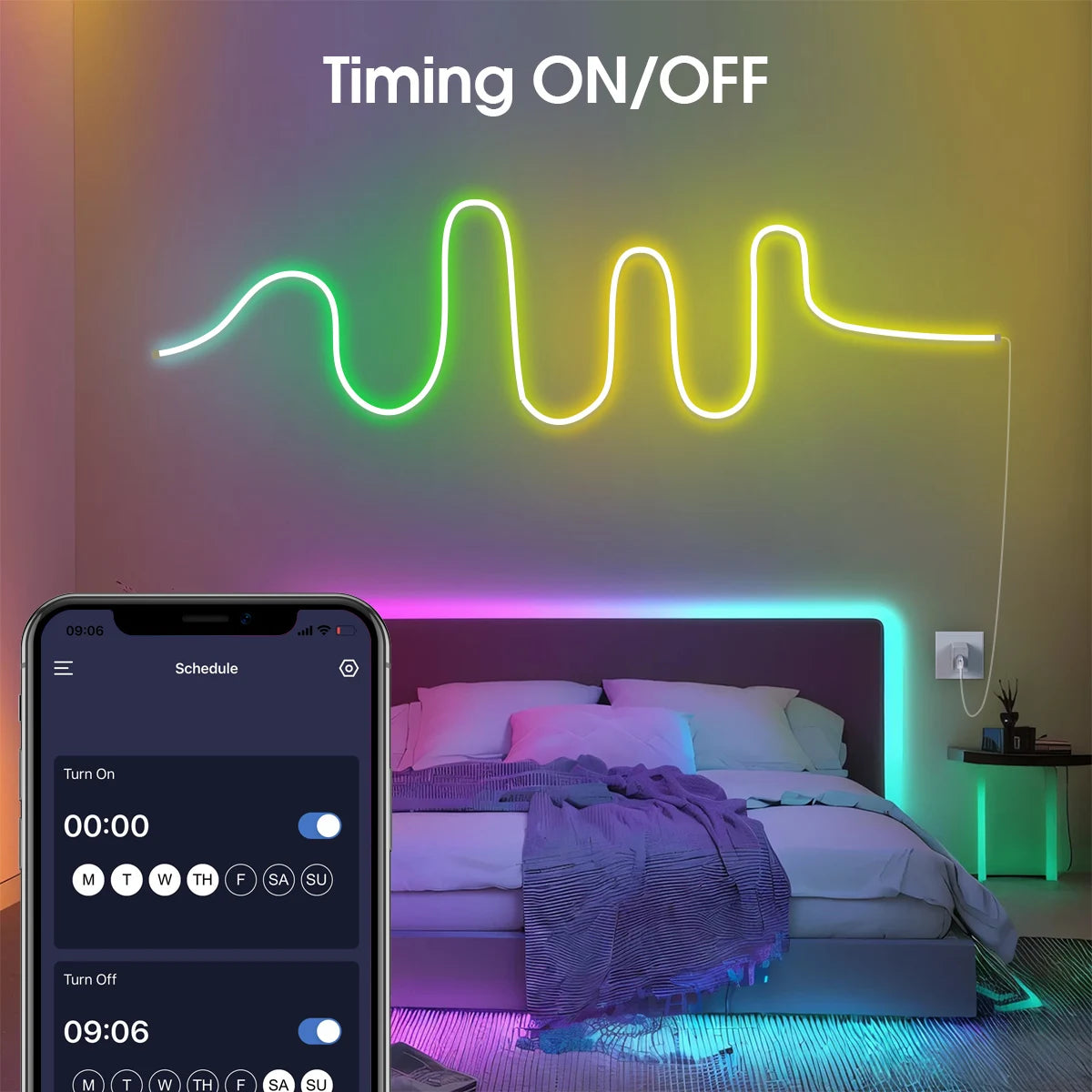 Smart RGBIC USB Neon LED Strip Lights,1M-10M, APP Control Music Sync Waterproof Dynamic Effects Neon Rope for Home Party Decor