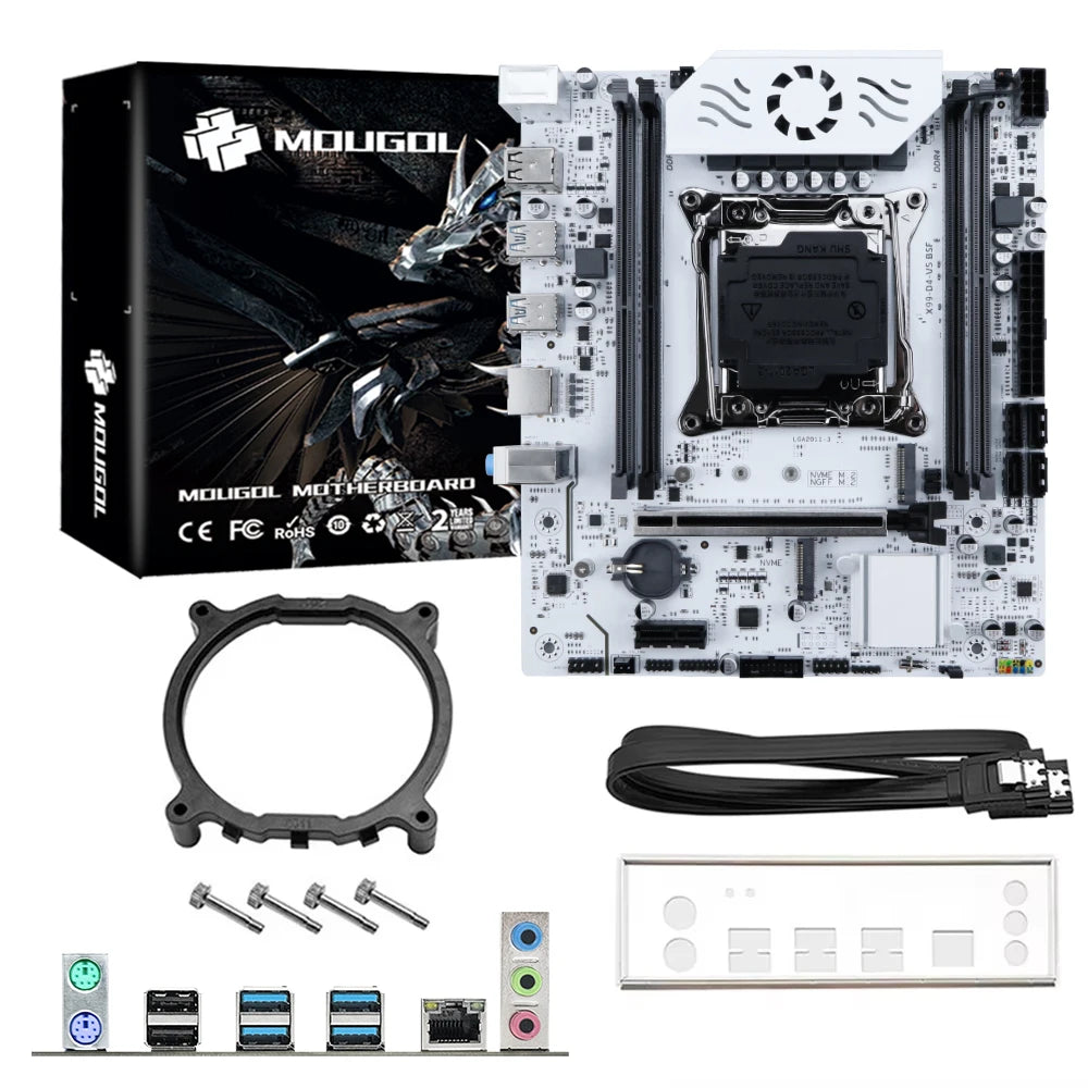 MOUGOL X99 Gaming Motherboard Set C612 Chipset TPM2.0 Pin with Xeon E5-2682 V4 CPU & 16GB(2x8GB) DDR4 2133MHz RAM M.2 NVME SATA3