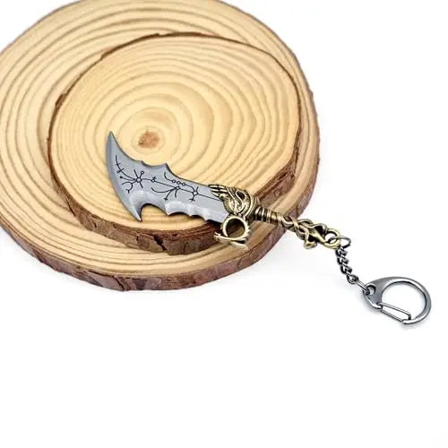 Mini Kratos Sword Key Chain Pendant For Men God of War 9cm Blades of Chaos Tiny Weapon Key Ring with Stand Accessories Keychain