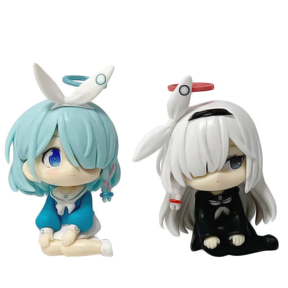 Beautiful Girl 7.5cm Blue Figure Anime Cute Chibi Desktop Standing Pose Animation Model Toy Gift Collection Ornament PVC