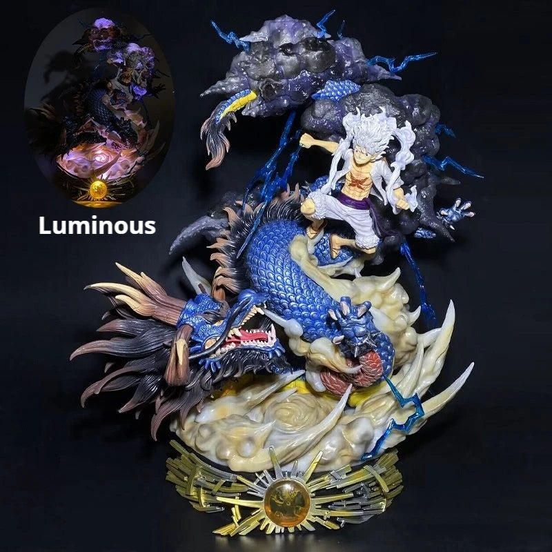 57cm One Piece Nika Luffy Vs Kaido Iconic Scene Anime Figure Model Statue Boys Collection Desktop Decoration Ornament Toys Gifts