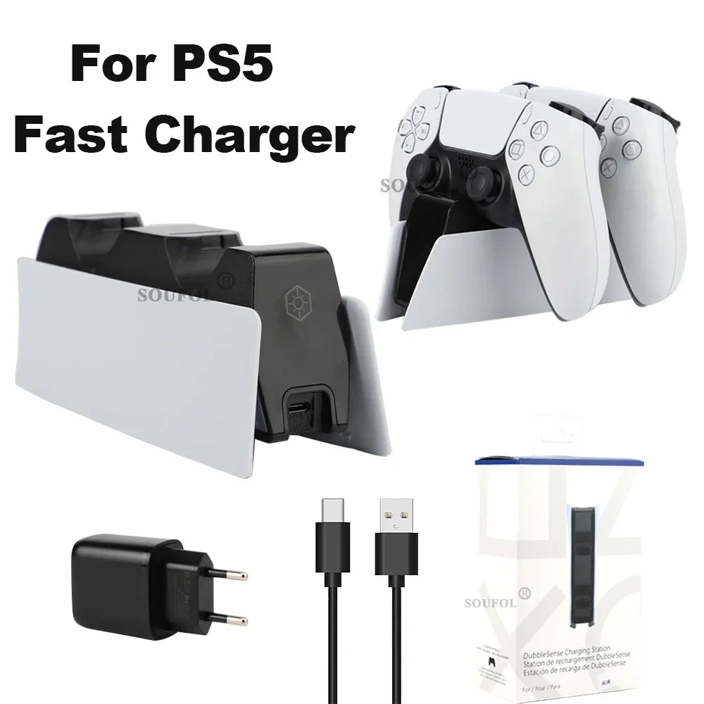For PS5 Controller Charger Fast Charging Station Dual Charging Dock Charger Stand for PlayStation5 Wireless Game Controller