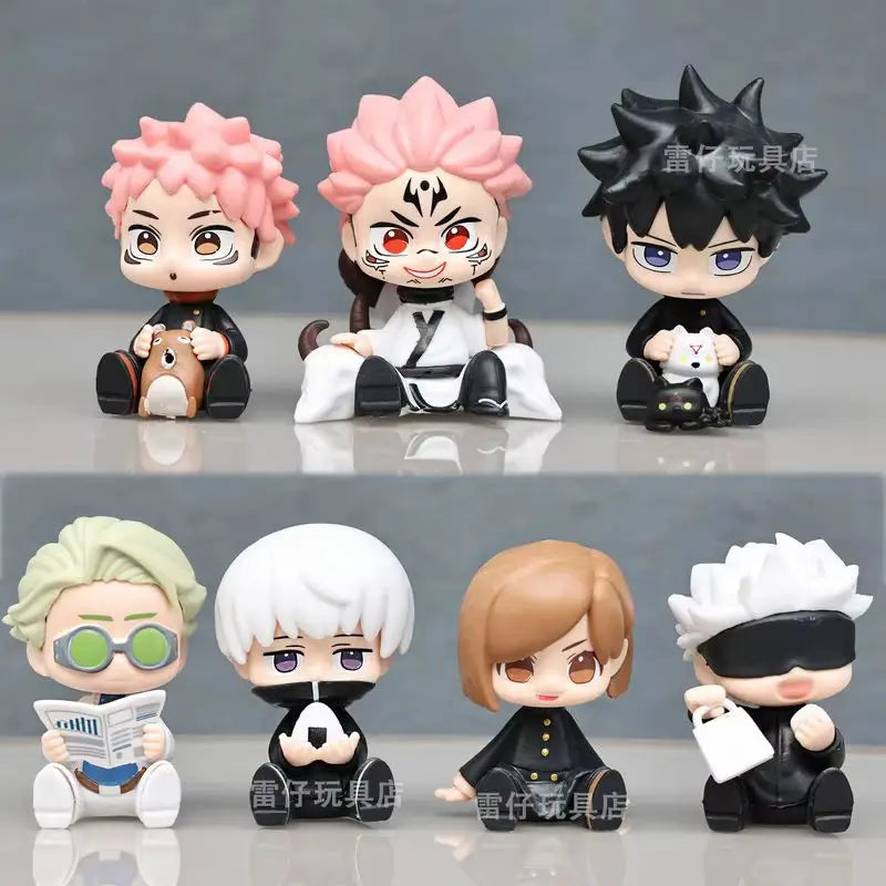 7pcs Q Version Jujutsu Kaisen Anime Figure Gojo Satoru Kugisaki Nobara Kawaii Model  Desktop Ornament Figurine Children Toy Gift