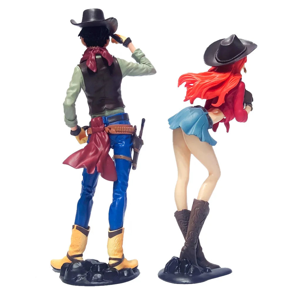 18-20 см Аниме Фигурка One Piece Monkey D Luffy Cowboy Luffy Nami PVC екшън фигурка Колекция Модел Кукла Детска играчка Подарък Статуя