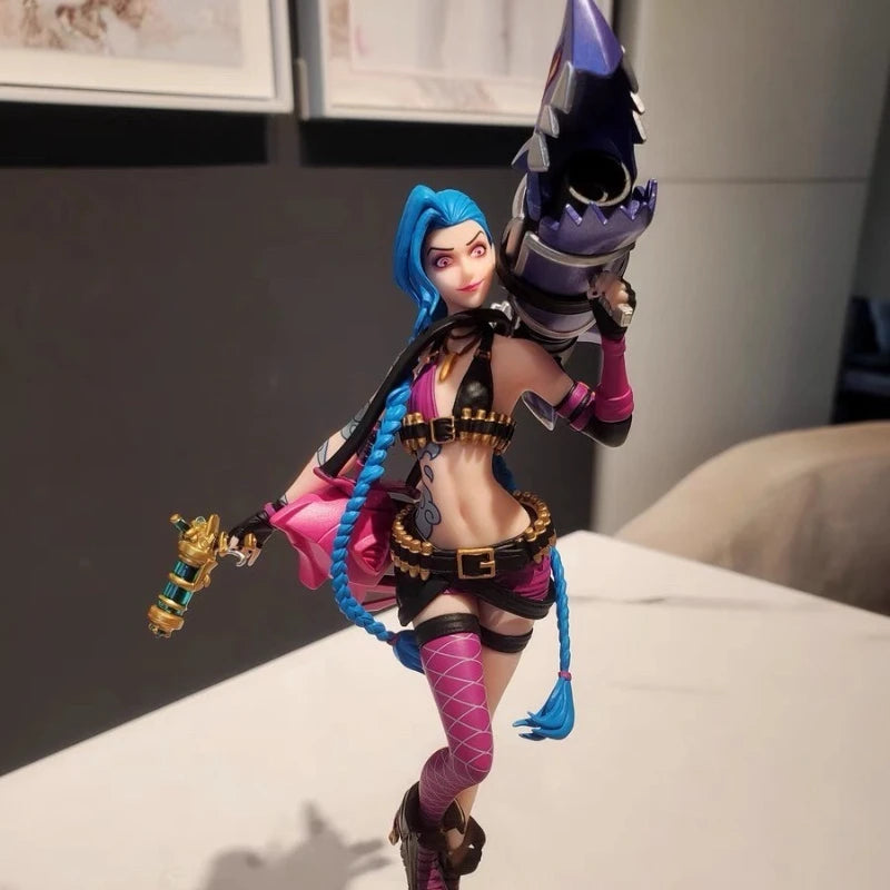 Jinx-Statue League of Legends 22CM PVC-Figur LOL Desktop-Dekoration Spiel Sammlergeschenk für Gamer Geburtstag Cosplay-Modell
