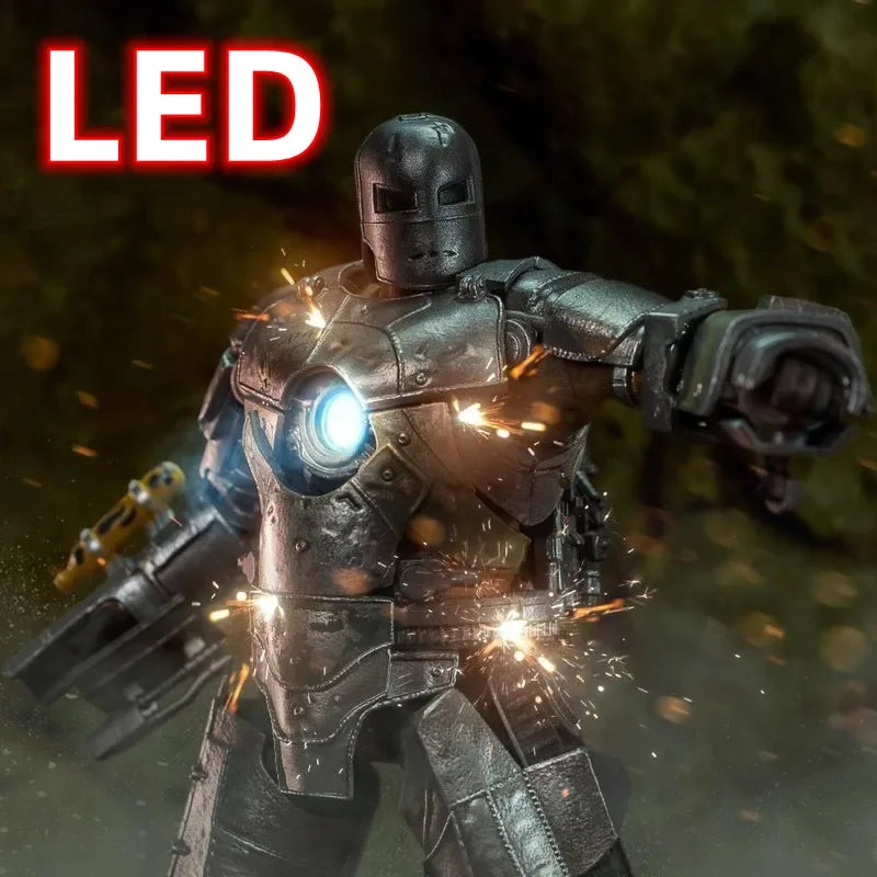 Original ZD Marvel Toys 1:10 LED version Iron Man figure Mark 1 MK1 Tony Stark Model Action Figure Collect models