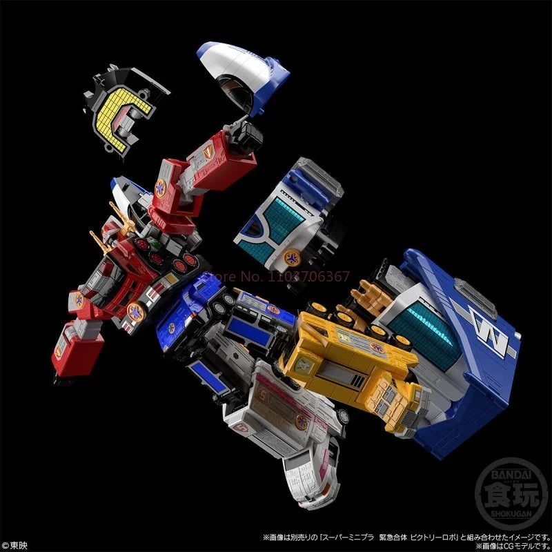 In Stock Bandai Original Re-Release Super Mini-Pla Kyuukyuu Sentai Gogofive Liner Robo Action Assembly Figures Model Toys