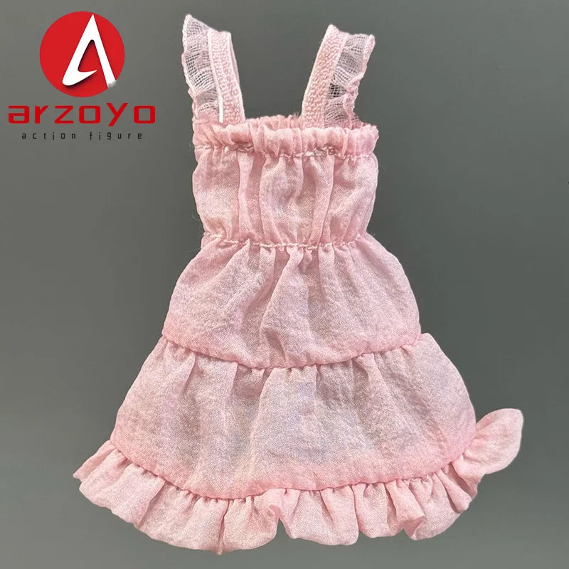 1/12 Scale Female Solider Lace Shoulder Strap Cake Skirt Dress Clothes Model Fit 6'' Ob11 Azone Figma Romankey Action Figure